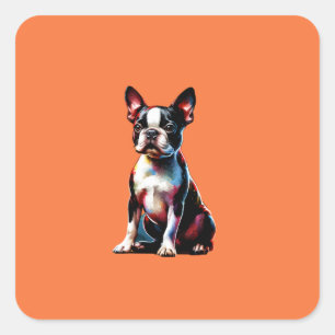 Adesivo Quadrado Boston Terrier Dog
