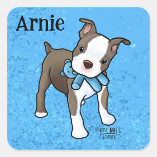 Adesivo Quadrado Boston Terrier Puppy