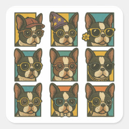 Adesivo Quadrado Boston Terrier Trendsetters