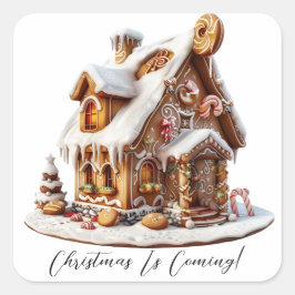 Adesivo Quadrado Botânica de Aquarela de Natal Elegante