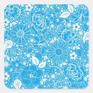 Adesivo Quadrado Botânica Light Blue Sq Sticker