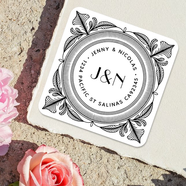 Adesivo Quadrado Botanical Return Address Labels - Custom (Criador carregado)
