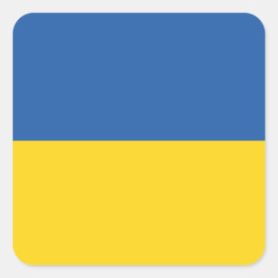 Adesivo Quadrado Botão Bandeira da Ucrânia