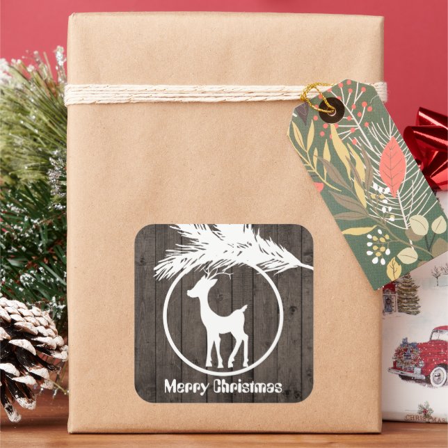 Adesivo Quadrado Botão de renas natalinas do país adiciona autocola (Feriado)