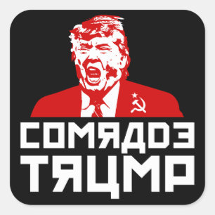 Adesivo Quadrado Botão de trunfo: "COMRADE TRUMP" (Preto)