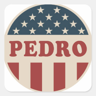 Adesivo Quadrado Botão de Voto Retro-Americano Clássico de Pedro