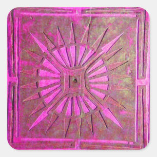 Adesivo Quadrado BOTÃO ESTRELA cor-de-rosa, Fúchsia Preta, Monogr