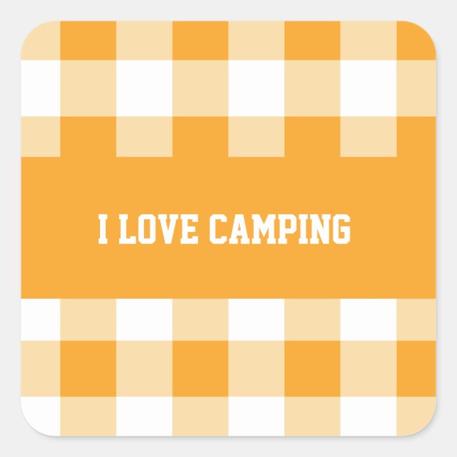 Adesivo Quadrado Botão Padrão de Gingham (Frente)