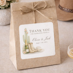 Adesivo Quadrado Botas & Bolhas Ocidental Neutro em Gênero Obrigado