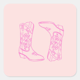 Adesivo Quadrado Botas Rosa de Cowgirl da Barbie para Despedida de