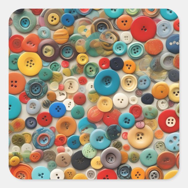 Adesivo Quadrado Botões de cor para costura. (Frente)