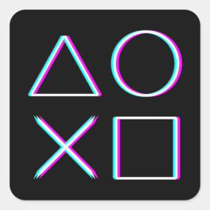 Adesivo Quadrado Botões do Controle Neon Arte Glitch Gamer