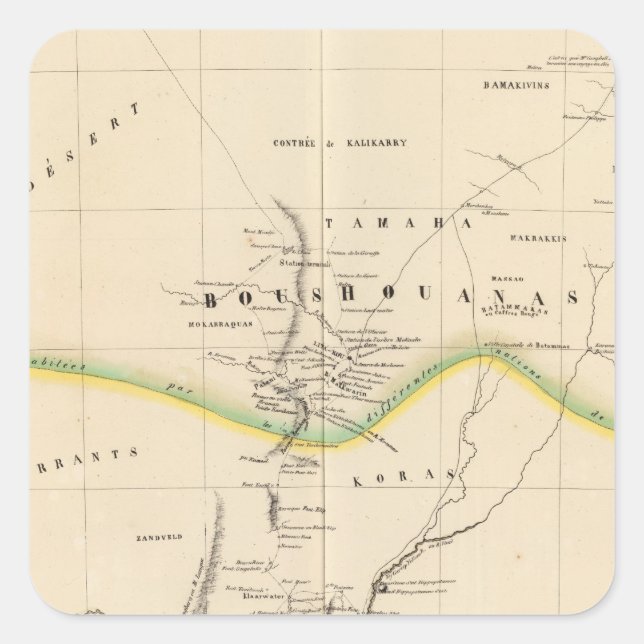 Adesivo Quadrado Botsuana, África do Sul 51 (Frente)