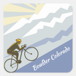 Adesivo Quadrado Boulder Colorado Cyclist Biking Mountain Road Bike