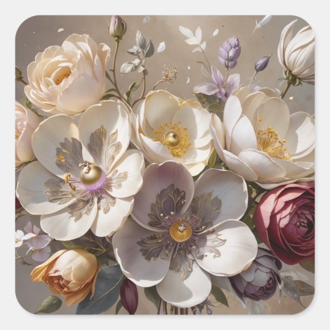 Adesivo Quadrado Bouquet du jour (Frente)