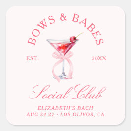 Adesivo Quadrado Bows & Babes Coquette Cherries Despedida de Soltei