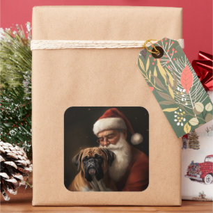 Adesivo Quadrado Boxeador Com Papai Noel Natal Festivo