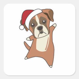 Adesivo Quadrado Boxer Dog Christmas Snow Winter Animals Dogs