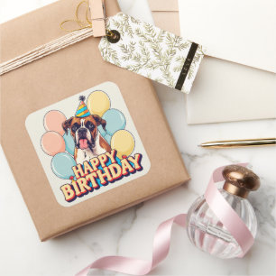 Adesivo Quadrado Boxer Dog Colorido