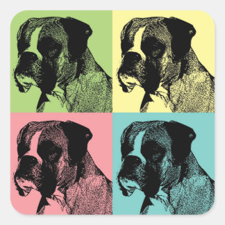 Adesivo Quadrado Boxer Dog Stamper Pop Art