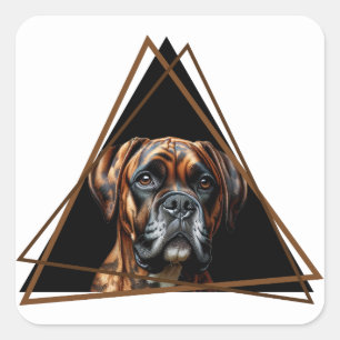 Adesivo Quadrado Boxer Lab Dog Marrom e Preto Brindle