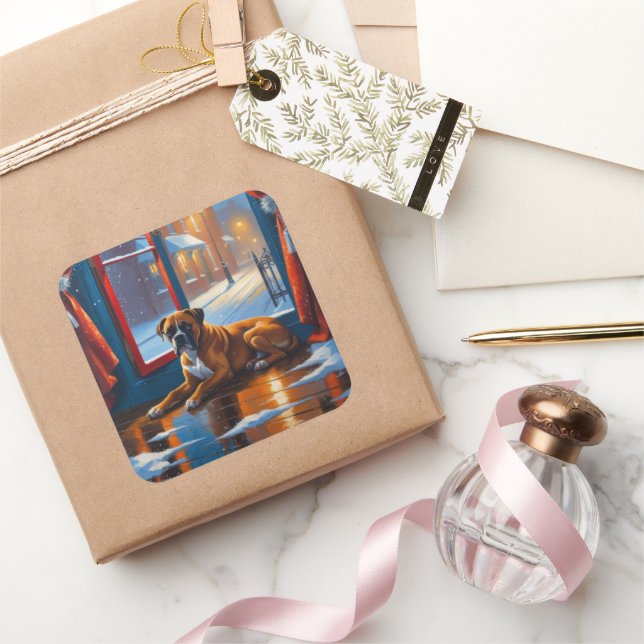 Adesivo Quadrado Boxer with Christmas Lights Holiday (Presentear)