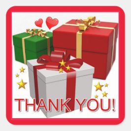 Adesivo Quadrado Boxes e Corações do Presente Obrigado