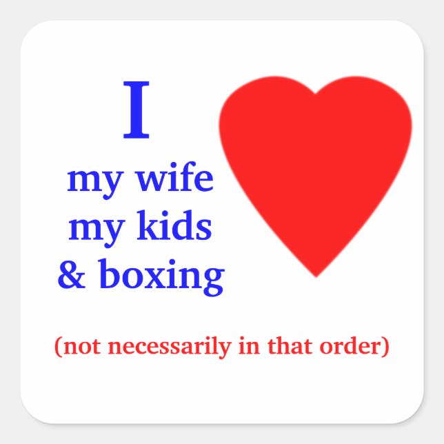 Adesivo Quadrado Boxing I Heart My Wife (Frente)