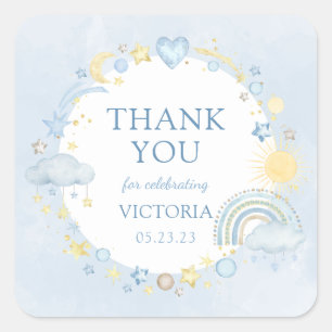 Adesivo Quadrado Boy Watercolor Rainbow Baby Sprinkle