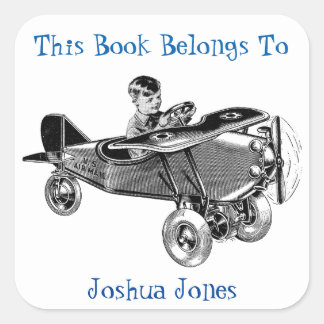 Adesivo Quadrado Boys Bookplate Sticker Este Livro Pertence.