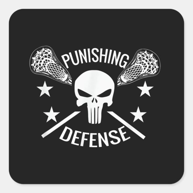 Adesivo Quadrado Boys Lacrosse Skull and Sticks Gift (Frente)