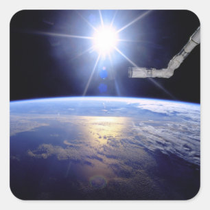 Adesivo Quadrado Braço Robótico do Ônibus Espacial em Órbita da Ter