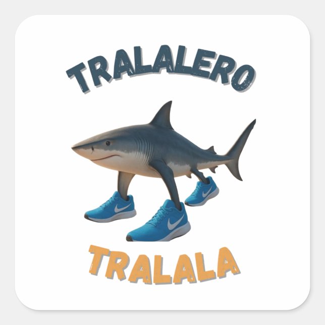 Adesivo Quadrado BrainRots TralaleroTralala |The Three-Legged Shark (Frente)