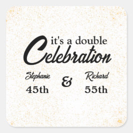 Adesivo Quadrado Branca Dourada de Aniversário Conjunto de Dupla Ce