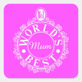 Adesivo Quadrado Branco clássico emblema da melhor Mãe do mundo, a 