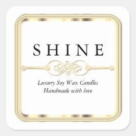 Adesivo Quadrado Branco e Dourado