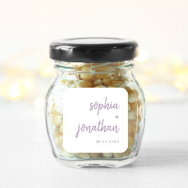 Adesivo Quadrado Branco e Lavanda de Script Moderno | Casamento