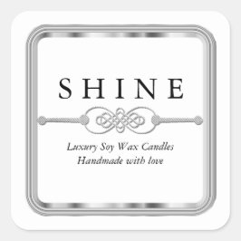 Adesivo Quadrado Branco e Prata