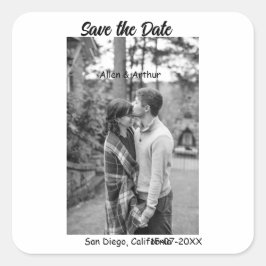 Adesivo Quadrado branco preto salvar a data QR adicionar nome do si