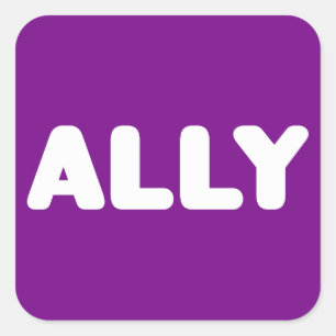 Adesivo Quadrado Branco & roxo retos do dia do espírito do aliado
