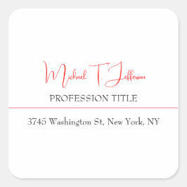 Adesivo Quadrado Branco Vermelho Simples Simples e Simples Plana El