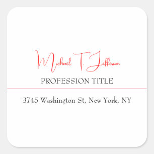 Adesivo Quadrado Branco Vermelho Simples Simples e Simples Plana El