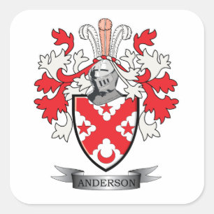 Adesivo Quadrado Brasão da crista da família de Anderson