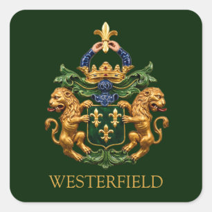 Adesivo Quadrado Brasão de Armas da Família Holandesa Westerfield.