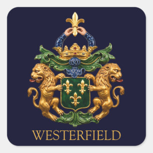 Adesivo Quadrado Brasão de Armas da Família Holandesa Westerfield.