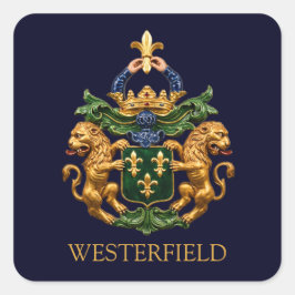 Adesivo Quadrado Brasão de Armas da Família Holandesa Westerfield.