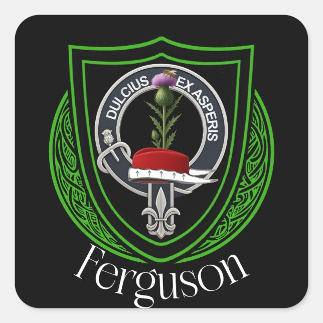Adesivo Quadrado Brasão do Clã Escocês Ferguson  (Frente)