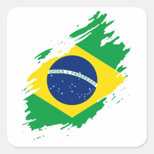 Adesivo Quadrado Brasil: Bandeira do Orgulho Nacional Morde