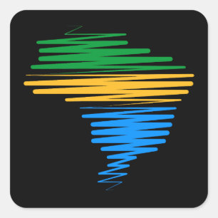 Adesivo Quadrado Brasil mapeia borda com cores de bandeira brasilei