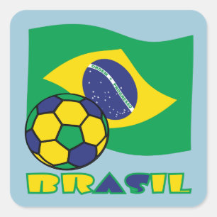 Adesivo Quadrado Brasileiro Futebol e Bandeira Brasil